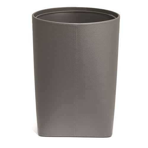 Clinton Faux Leather 12.5 Quart Wastebasket with Liner, Gray